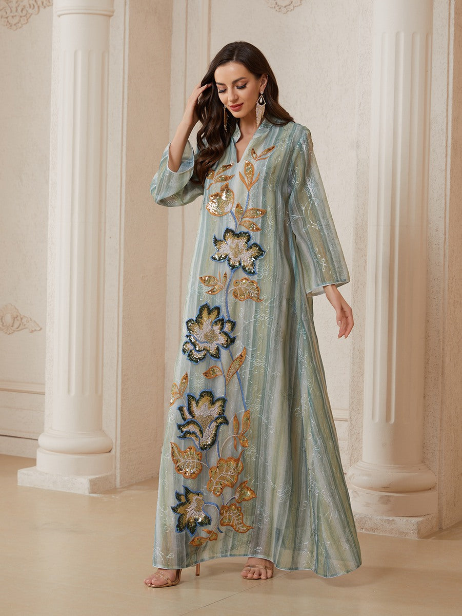 Eid Appliqu Sequins Caftan Kaftan Dress #26S161