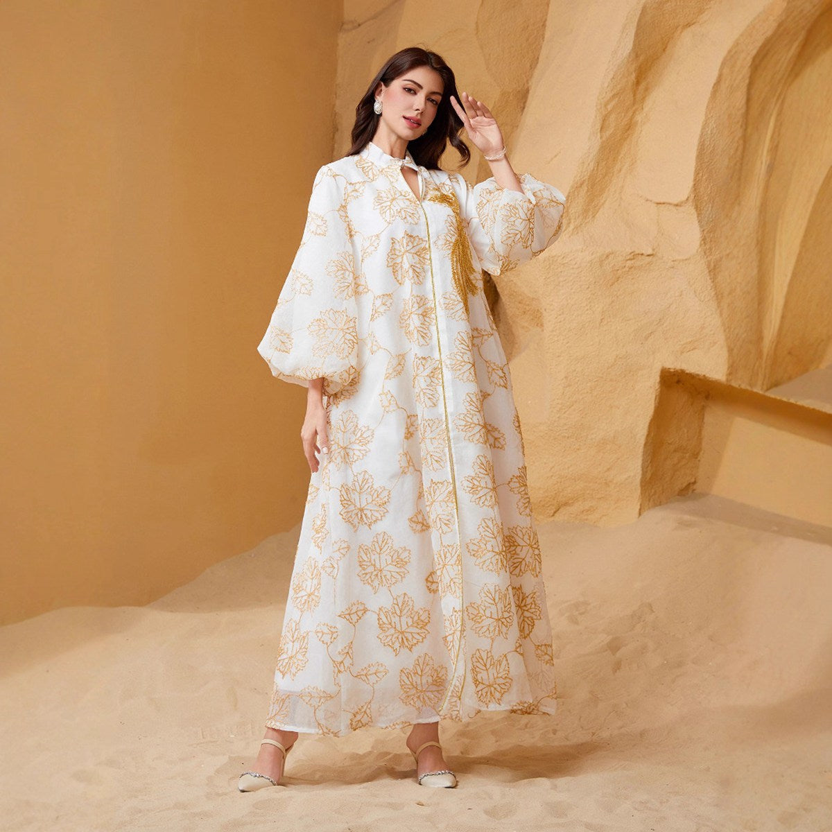 Eid Sequins Applique Dress Caftan Kaftan Dress #26S67