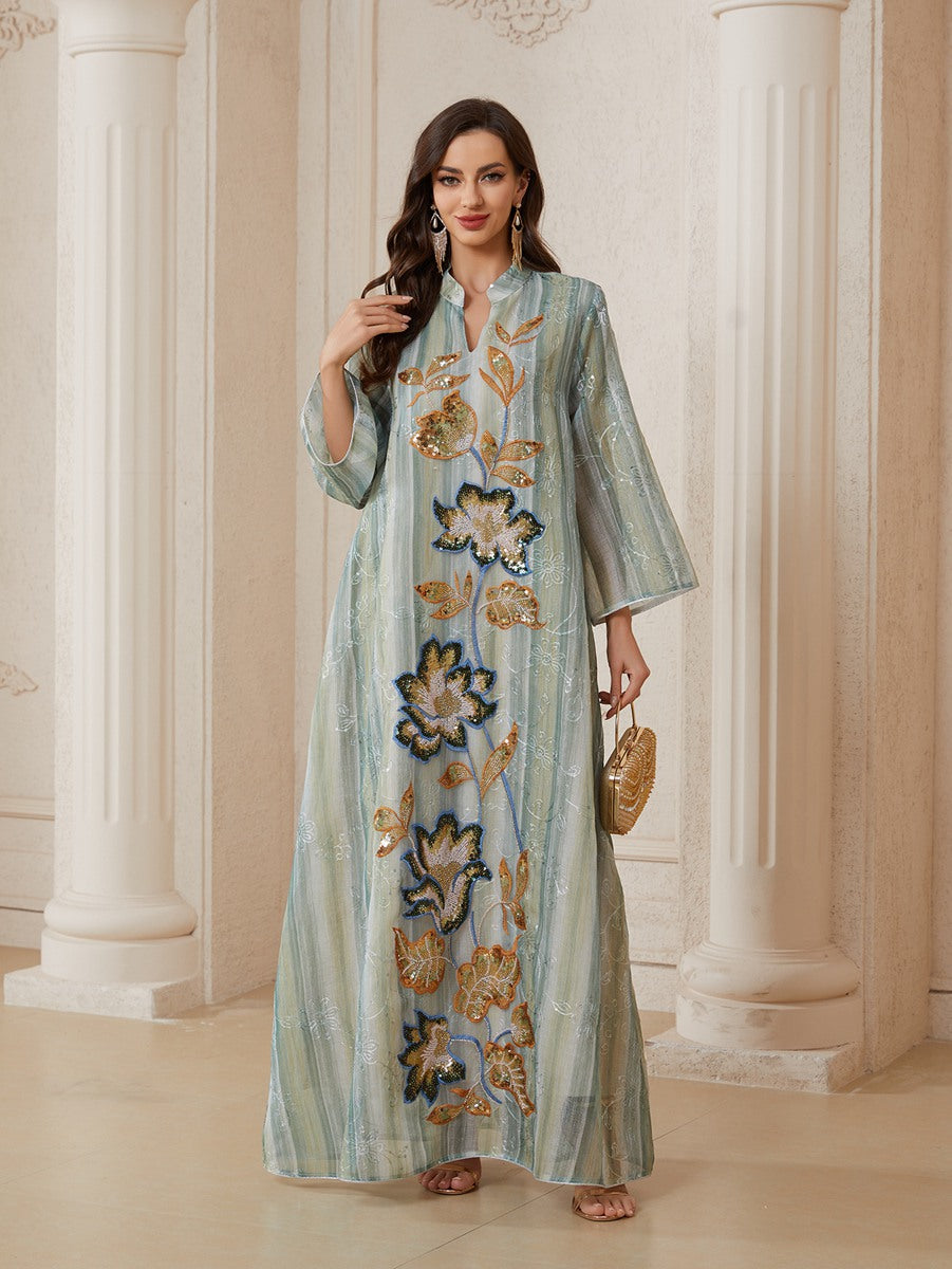 Eid Appliqu Sequins Caftan Kaftan Dress #26S161