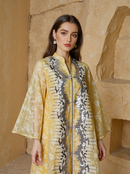 Sequins Eid Dress Muslim Women Caftan Kaftan Dress #26240