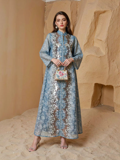 Sequins Eid Dress Muslim Women Caftan Kaftan Dress #26240