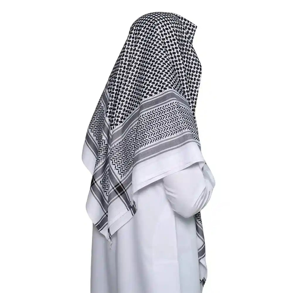 Authentic Keffiyeh Arab Head Covering Scarf for Men Sheikh, Islamic Muslim Turban Emirates Dubai Men Headwear Hijab