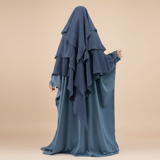 خمار نسائي مسلم بثلاث طبقات طويل للزفاف والصلاة خمار #26H903