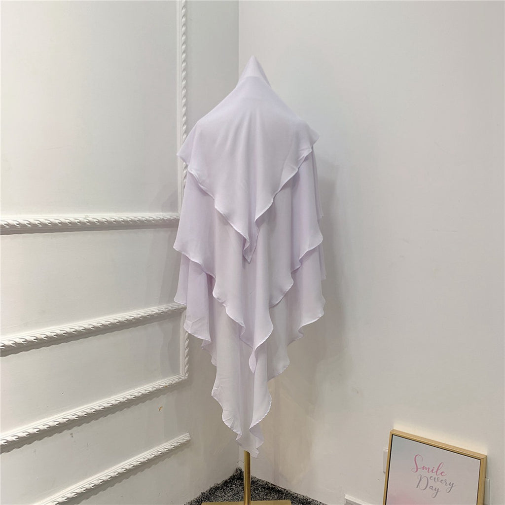 خمار نسائي مسلم بثلاث طبقات طويل للزفاف والصلاة خمار #26H903