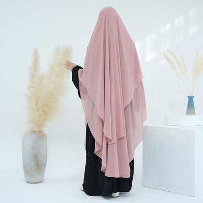 Muslim Women Extra Long Chiffon Khimar Full Length Nikah And Prayer Khimar #26H916