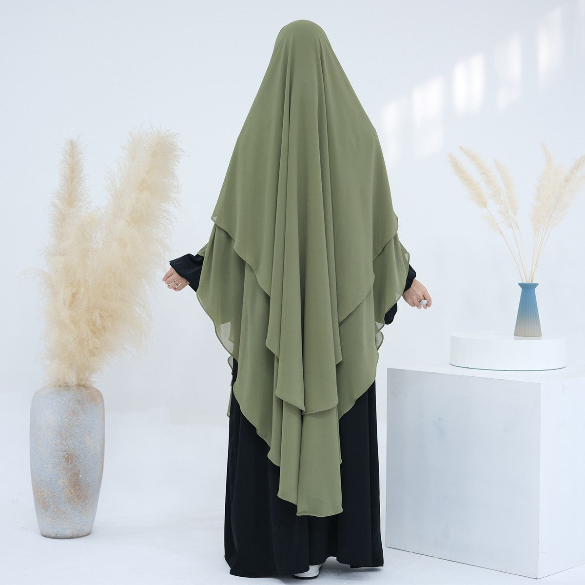 Muslim Women Extra Long Chiffon Khimar Full Length Nikah And Prayer Khimar #26H916