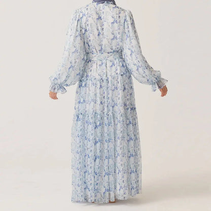 Muslim Women Chiffon Printed Abaya Dress
