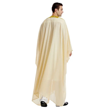 Islamic Muslim Arab Men Bisht Chiffon Fabric With Tassel And Embroidery