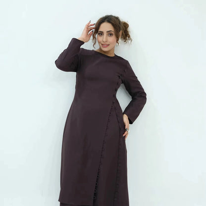 Muslim Women Daily Wear 2 Pieces Set Tops And Pants Suit Set #251110