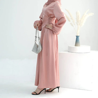 Satin Muslim Women Abaya Dress