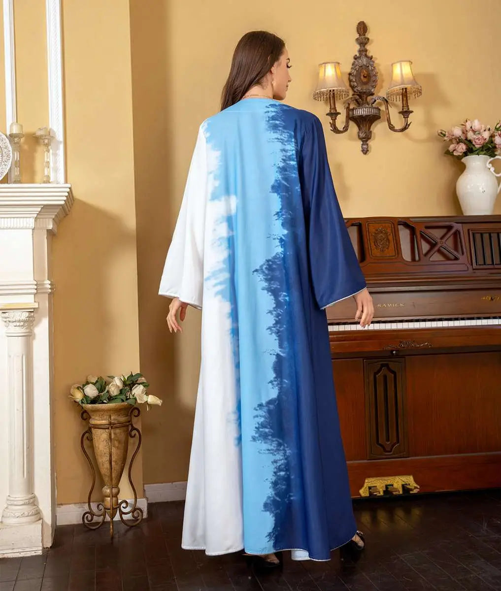 Tie-dye Embroidery Hotfix Rhinestone Kaftan Caftan Dress For Women Eid Dress And Celebration