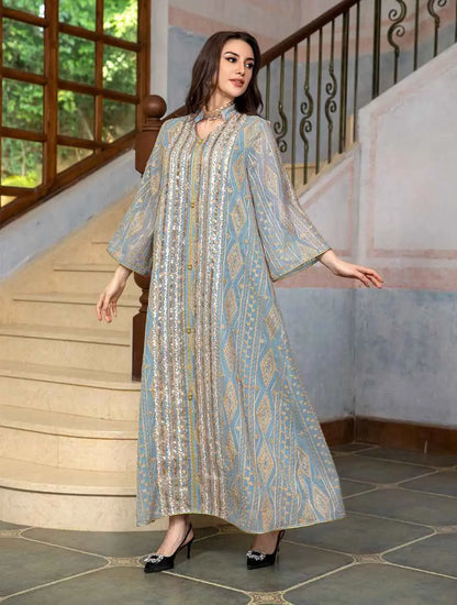 Eid Dress Sequins Embroidery Women Kaftan Caftan Dress