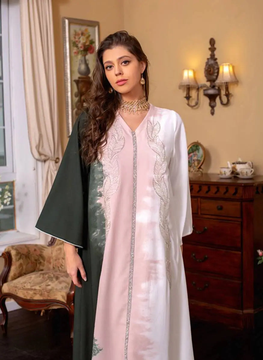 Tie-dye Embroidery Hotfix Rhinestone Kaftan Caftan Dress For Women Eid Dress And Celebration
