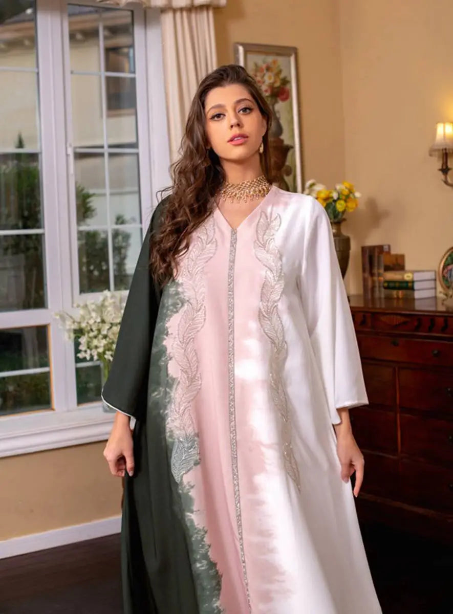Tie-dye Embroidery Hotfix Rhinestone Kaftan Caftan Dress For Women Eid Dress And Celebration