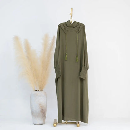 Hooded Abaya Prayer Dress Cotton Blend Jilbab Halal Clothing