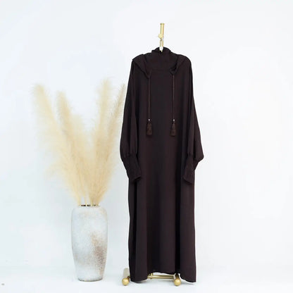 Hooded Abaya Prayer Dress Cotton Blend Jilbab Halal Clothing