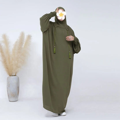 Hooded Abaya Prayer Dress Cotton Blend Jilbab Halal Clothing