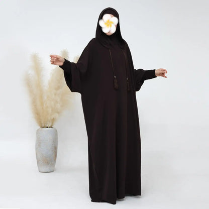 Hooded Abaya Prayer Dress Cotton Blend Jilbab Halal Clothing