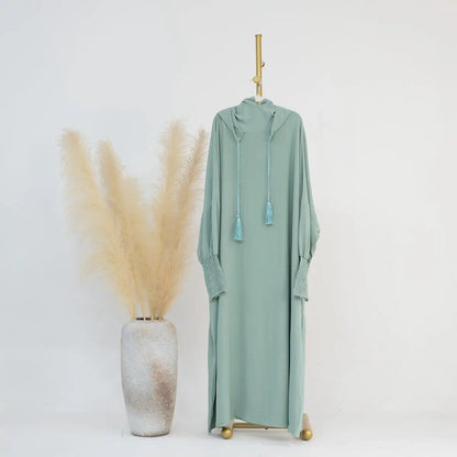 Hooded Abaya Prayer Dress Cotton Blend Jilbab Halal Clothing