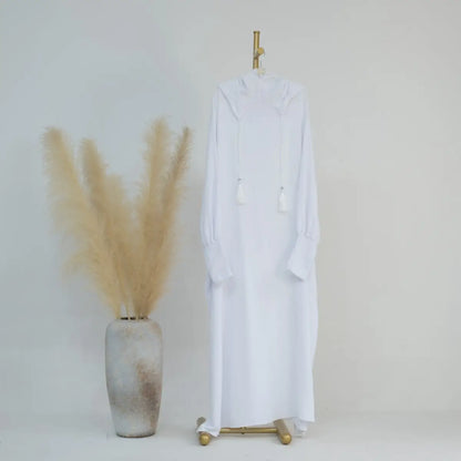 Hooded Abaya Prayer Dress Cotton Blend Jilbab Halal Clothing