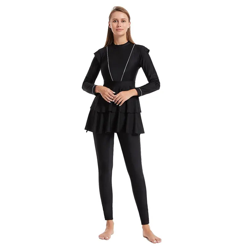 Muslim Women Bathing Suit 3 Pieces Set Swimwear Swimsuit Burkinis With Breast Pads