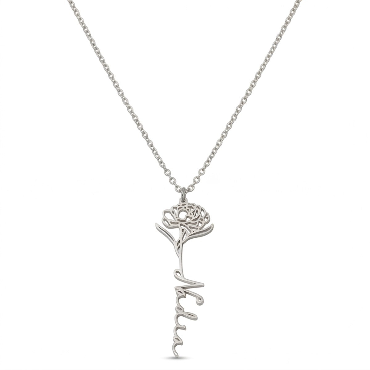 Personalized Name Necklace with Birth Flower