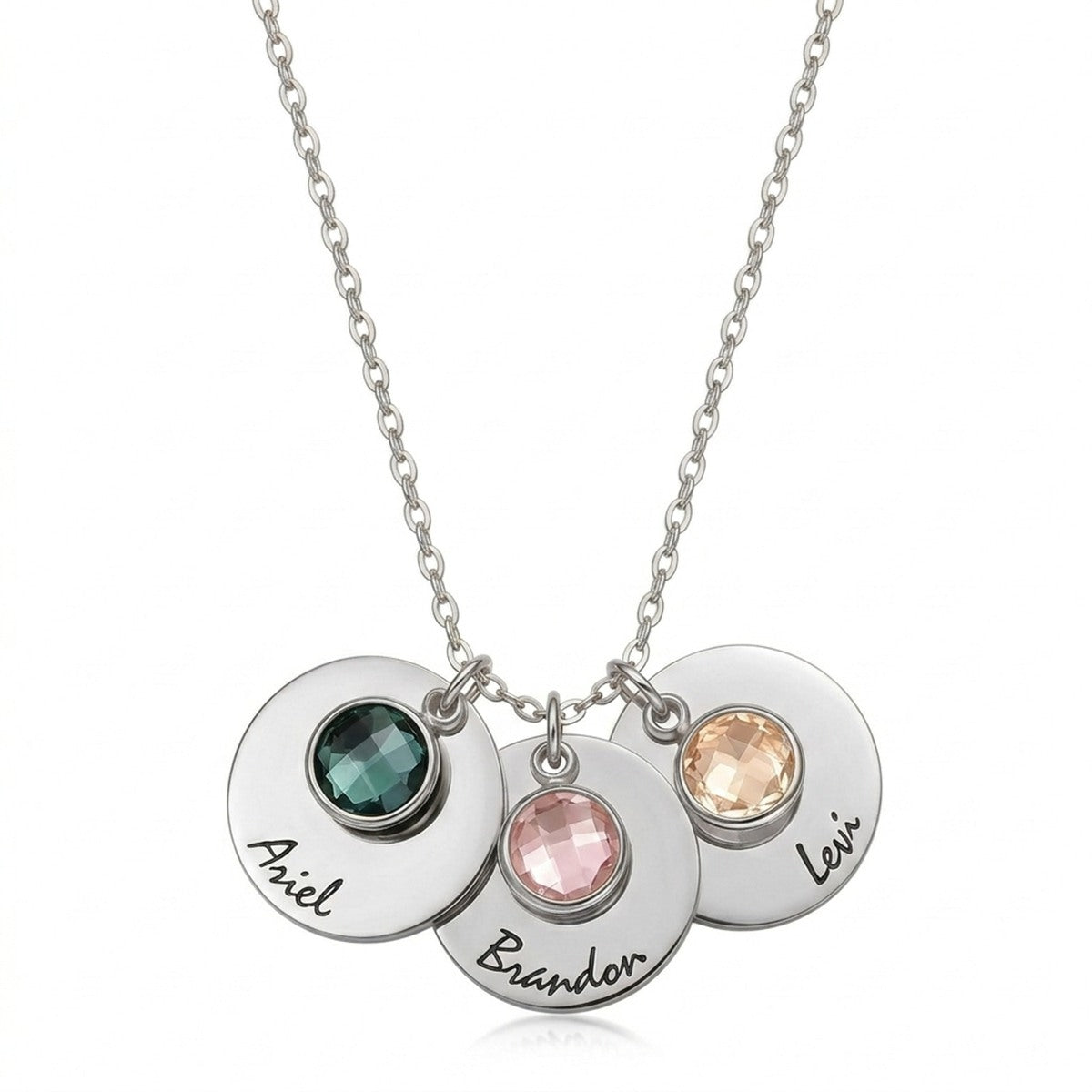 قلادة بالاسم وحجر الميلاد للأم والأسرة #26Q6