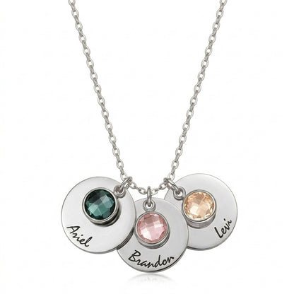 قلادة بالاسم وحجر الميلاد للأم والأسرة #26Q6