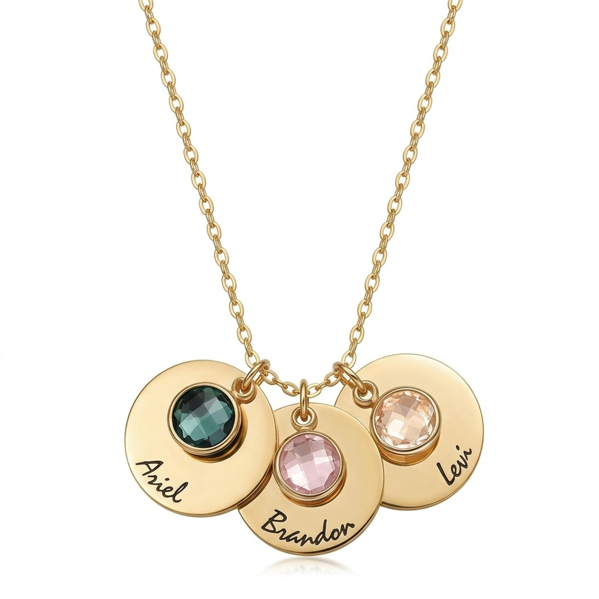 قلادة بالاسم وحجر الميلاد للأم والأسرة #26Q6