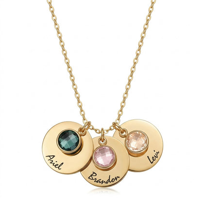 قلادة بالاسم وحجر الميلاد للأم والأسرة #26Q6