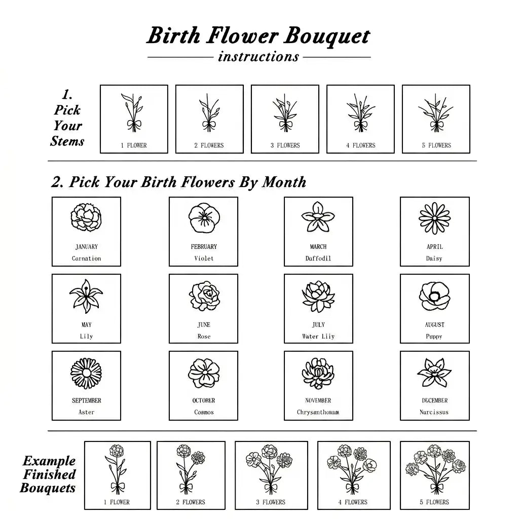 Birth Month Flower Necklace Jewelry For Mom, Grandma #118