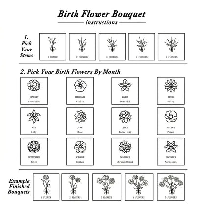 Birth Month Flower Necklace Jewelry For Mom, Grandma #118