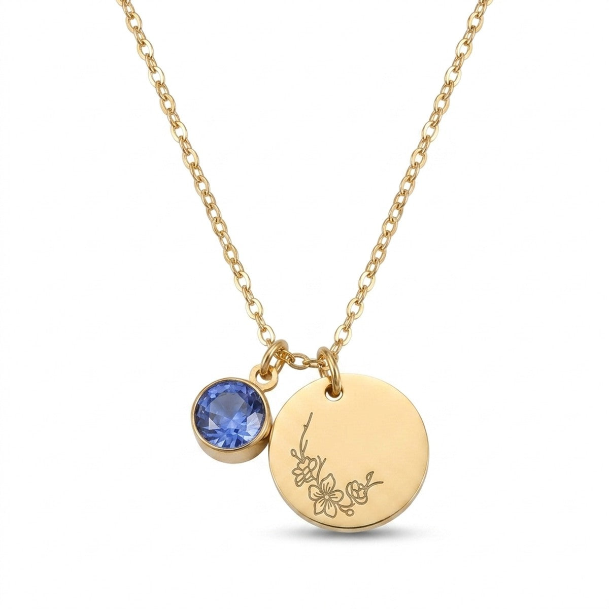 Custom Birth Flower and Birthstone Name Necklace - Personalized Jewelry - Gold/Silver/Rose Gold - Gift For Mom/Grandmother/Girlfriend - #15