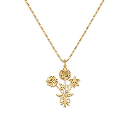 Birth Month Flower Necklace Jewelry For Mom, Grandma #118