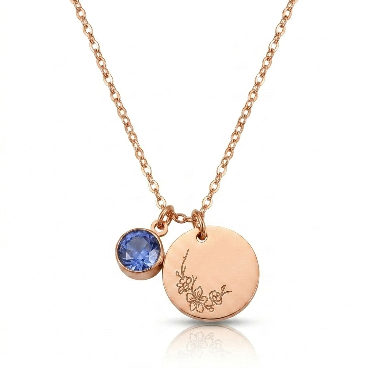 Custom Birth Flower and Birthstone Name Necklace - Personalized Jewelry - Gold/Silver/Rose Gold - Gift For Mom/Grandmother/Girlfriend - #15