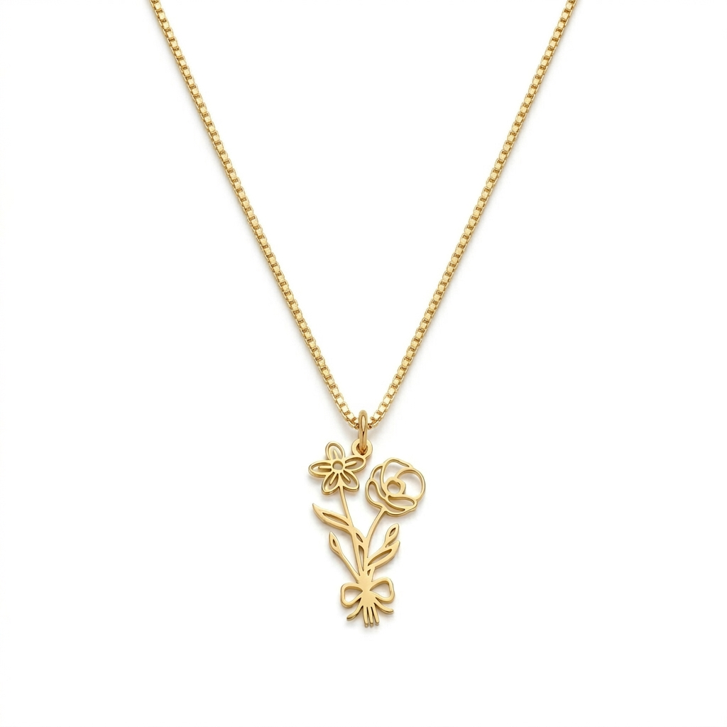 Birth Month Flower Necklace Jewelry For Mom, Grandma #118