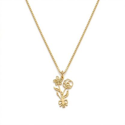 Birth Month Flower Necklace Jewelry For Mom, Grandma #118