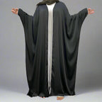 Batwing Sleeve Satin Cardigan Open Farasha Abaya Dress For Muslim Women