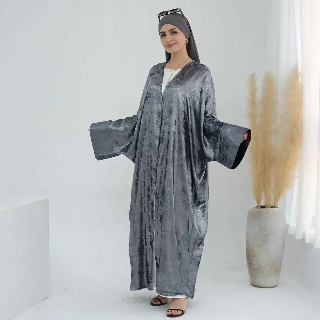 Cardigan Open Abaya Dress - Bronzing Fabric