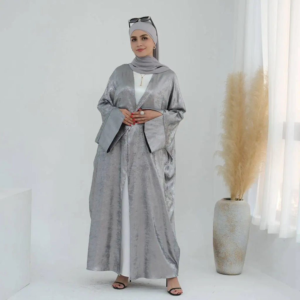 Cardigan Open Abaya Dress - Bronzing Fabric