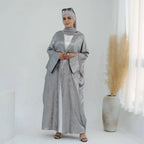 Cardigan Open Abaya Dress - Bronzing Fabric