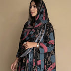 Printed Cardigan Open Abaya Dress With Matching Hijab For Muslim Women #25234