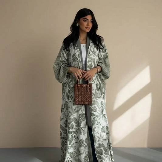 فستان عباية مفتوح من الكارديجان المطبوع #25224