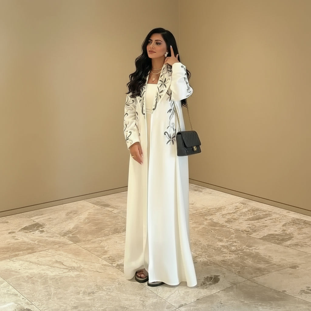 فستان عباية مفتوح من كارديجان مطرز للنساء المسلمات #25241