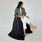 فستان عباية مفتوح من الكارديجان - حزام - أسود