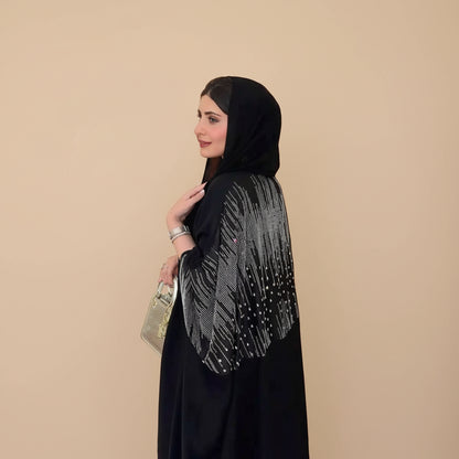 Muslim Women Hotfix Rhinestone Cardigan Open Abaya Dress #25212