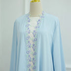 Flower Embroidery Nida Open Abaya Dress #251079