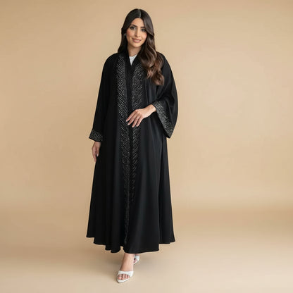 Muslim Women Hotfix Rhinestone Cardigan Open Abaya Dress #25251