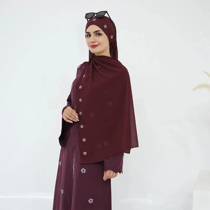 عباية فاخرة مطرزة مفتوحة مع حجاب متناسق #251027