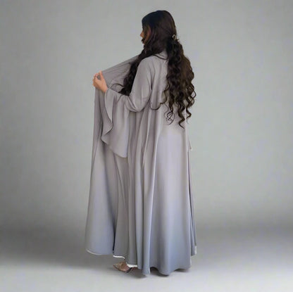 فستان عباية مفتوح بأكمام مكشكشة للنساء المسلمات